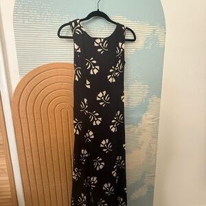 Maggy London Black Maxi Dress with Cream Floral Print